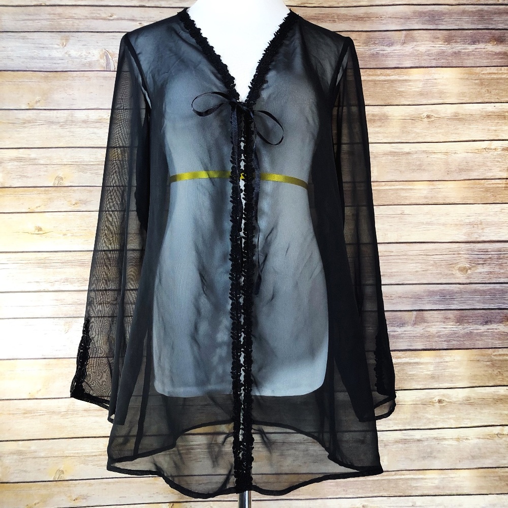 Frederick's of Hollywood Sheer Lace Trim Robe